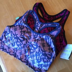 Set of TWO size XL patterned sports bras